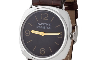 Panerai. Highly Rare and Very Attractive Limited Edition Rolex Radiomir Wristwatch in Platinum, Reference PAM00021 With Original Certificate and Box