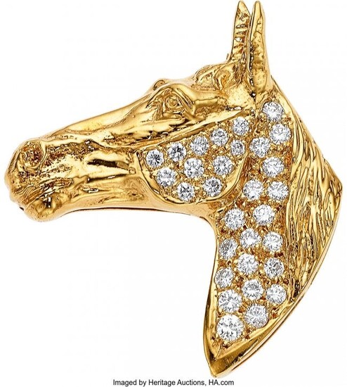 Peter Lindeman Diamond, Gold Pendant-Brooch Sto