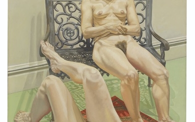 Philip Pearlstein (b. 1924), Two Female Models with Iron Bench