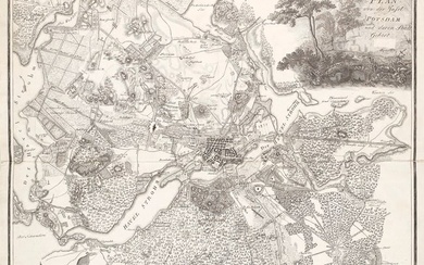 Plan von der Insel Potsdam und deren Stadt Gebiet. Kupferstichkarte. Um 1800. Ca. 43 x 43 cm (44,5 x