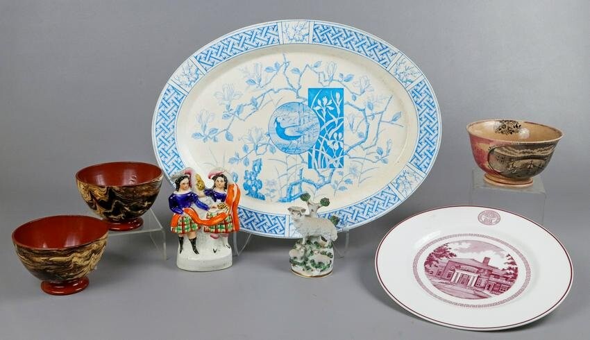 Platter, Bowls, Plate and Staffordshire Figures