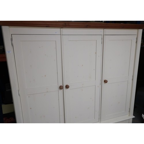 Quality modern contemporary pine and cream painted triple do...