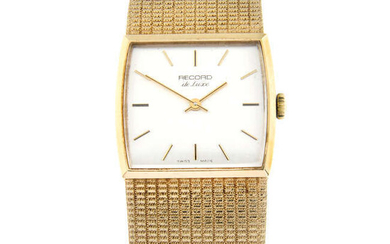 RECORD - a 9ct yellow gold De Luxe bracelet watch, 29.5mm.
