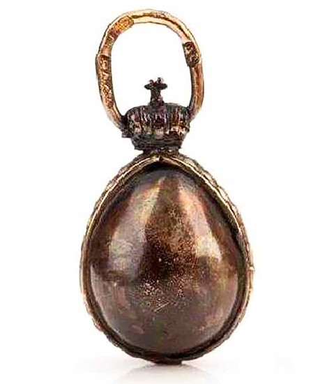 RUSSIAN IMPERIAL GOLD & SILVER EGG PENDANT