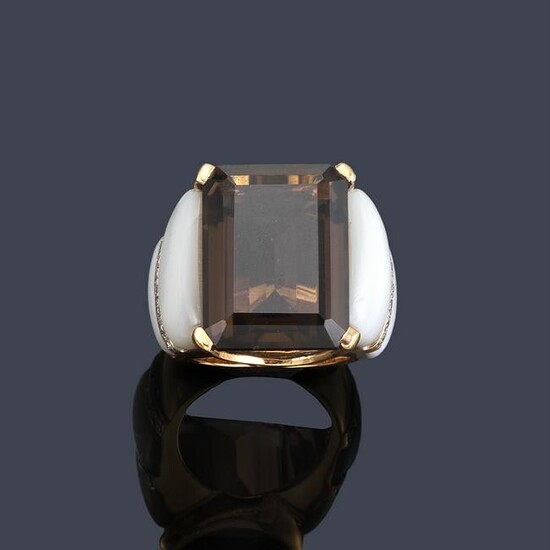 Ring with smoky quartz approx. 19.60 ct with