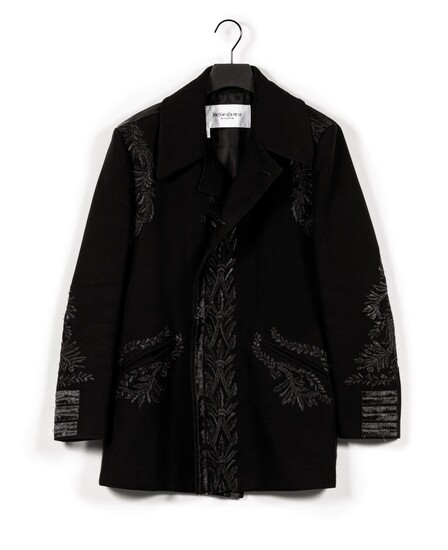 Rive Gauche Black Cotton Coat, circa 2000 | Veste en coton noir brodée de passementeries, circa 2000, Yves Saint Laurent