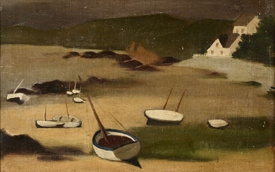 Robert HUMBLOT (1907-1962) "Barques au sec" hst sbd dated 38 24x33