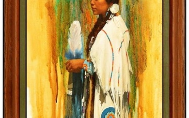 Roger Cooke Original Oil Painting On Board Native American Portrait Signed Art