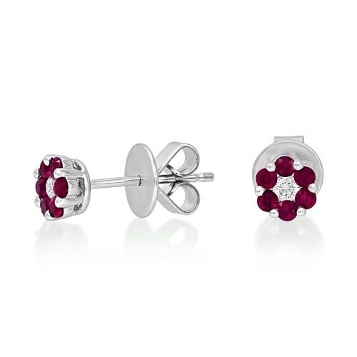 Ruby Earrings set with 0.56ct. Rubies and 0.15 ct. diamonds....