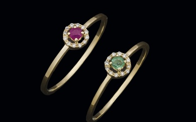 Ruby emerald and diamond rings