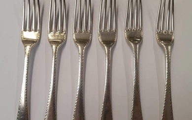 SET OF 6 GEORGE III SILVER BRIGHT CUT TABLE FORKS BY GEORGE ...
