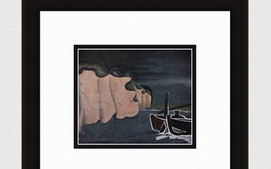 SIGNED GEORGES BRAQUE 1956 Vintage Color Print Boat on the Beach FRAMED