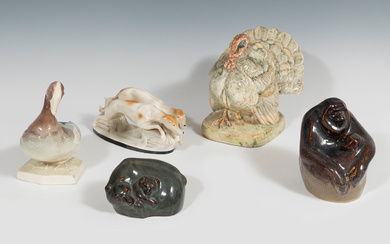 Set of five animal sculptures; 20th century.