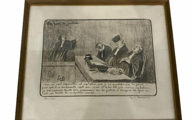 Signed Honore Daumier (French, 1808-1879) Lithograph