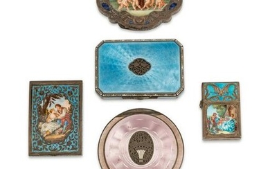Six Continental Silver and Enamel Boxes Dimensions of