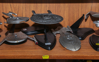Six Franklin Mint Star Trek Pewter Space Craft