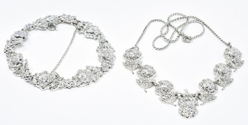 Sterling Silver & Marcasite Necklace & Bracelet