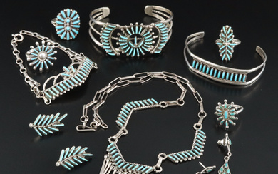 Sterling Turquoise Petit Point Collection Featuring Signed Pieces