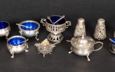 Sterling & Continental Silver Tableware Collection Groupoing Lot Pepper Cellars Shakers