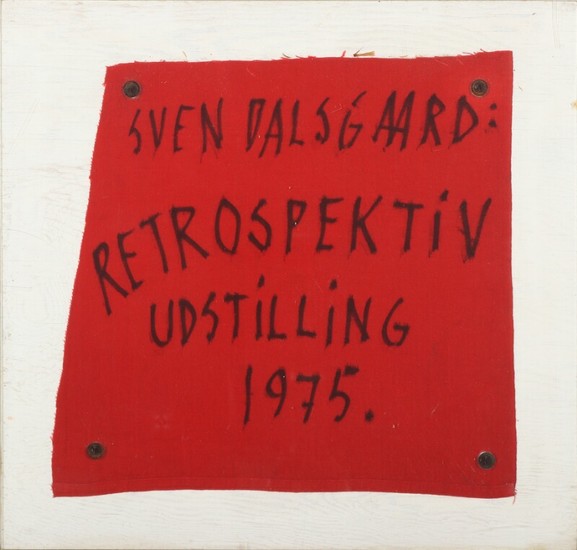 Sven Dalsgaard: “Resurce”. Signed. Fabric and plexiglass mounted on panel. 44×46 cm.
