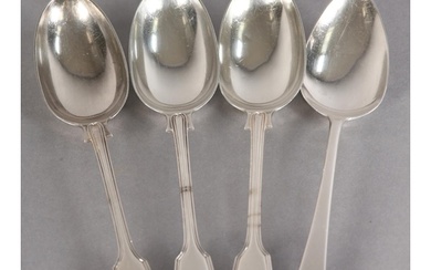 THREE VICTORIAN SILVER SPOONS in fiddle and thread pattern e...