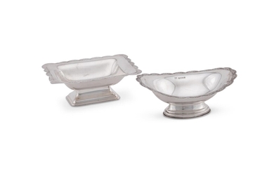 TWO SILVER FOOTED BOWLS WITH CONFORMING RIMS