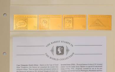 The Rarest Stamps in the World Collection. Four Gold Plated...
