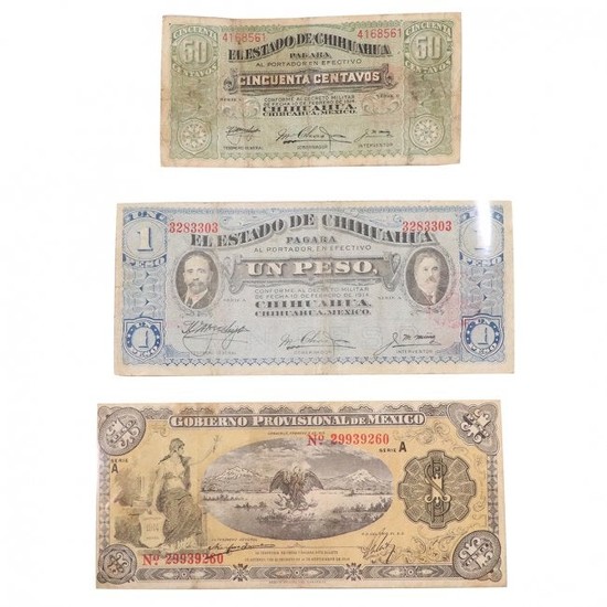 Three [3] Assorted Vintage Mexican Paper Money