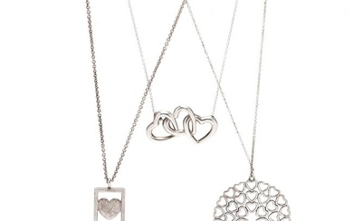 Three Sterling Silver Heart Motif Necklaces, Tiffany & Co.