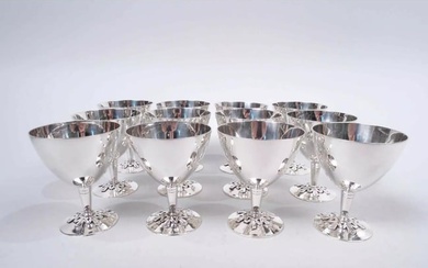 Tiffany Cocktail Cups Art Deco Snowflake Martini American Sterling Silver