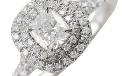 Tiffany TIFFANY&Co. Solesto Cushion Cut Double Halo Engagement Ring Pt950 Platinum x Diamond Approx.