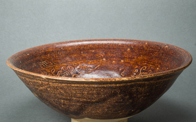Tran dynasty brown glazed and molded bowl