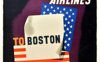 Travel Poster American Airlines Boston McKnight Kauffer