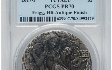 Tuvalu: , Elizabeth II silver Proof Antique Finish "Frigg" 2 Dollars (2 oz) 2017-P PR70 PCGS, ...