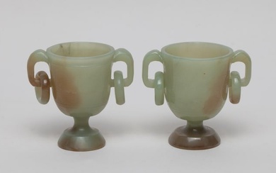Two Chinese Jade Carved Cups