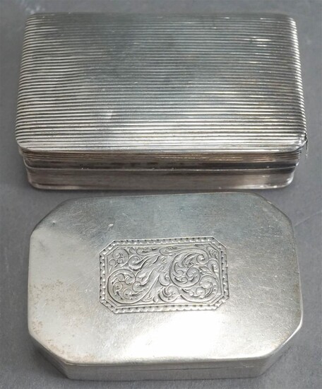 Two European Silver Hinged Snuff Boxes, 2.5 oz