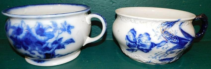 Two Flow Blue Chamber Pots