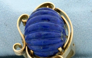 Unique Lapis Statement Ring in 14k Yellow Gold