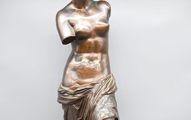"Venus de Milo", Epreuve en bronze à patine médaille, cachet de réduction mécanique A.Collas, Barbedienne...