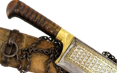 Very Nice 19th C. Islamic Afghani Afghanistan KHIBER Knife Sword with Fine Horn Grips & Beautiful