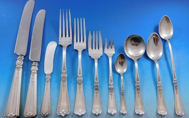 Victorian by Durgin Sterling Silver Flatware Set for 12 Service 195 pieces
