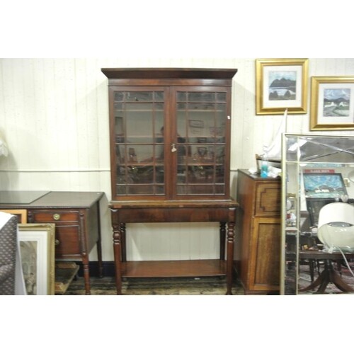 Victorian mahogany bookcase on stand with astragal glazed do...