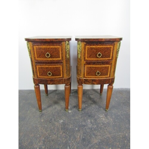 Victorian pair of French walnut bedside cabinet's.