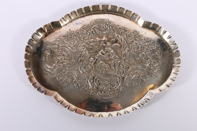 Victorian silver tray of quatrefoil shape with embossed and ...