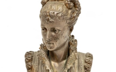 Vincent Désire Faure De Brousse (French, D. 1908) Silver And Gilt Patina Bronze Bust, Late 19th