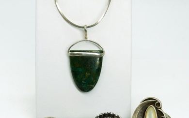 Vintage 925 Rings, Grape Brooch & Necklace