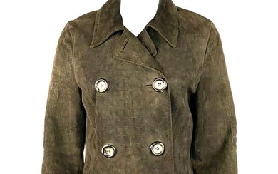 Vintage CELINE Brown Suede Animal Print Blazer Jacket