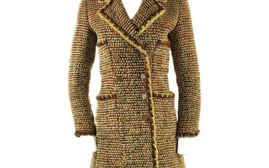 Vintage CHANEL Brown Tweed Coat Size FR34