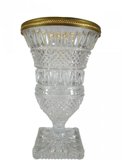 Vintage French gilt crystal & bronze vase