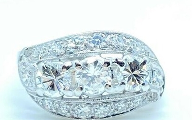 Vintage Platinum Diamond Trilogy Ring 1.48ctw